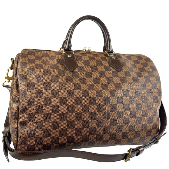 LOUIS VUITTON Speedy 35 Bandouliere Bag Shoulder Damier Ebene Strap LV Crossbody - Picture 1 of 16